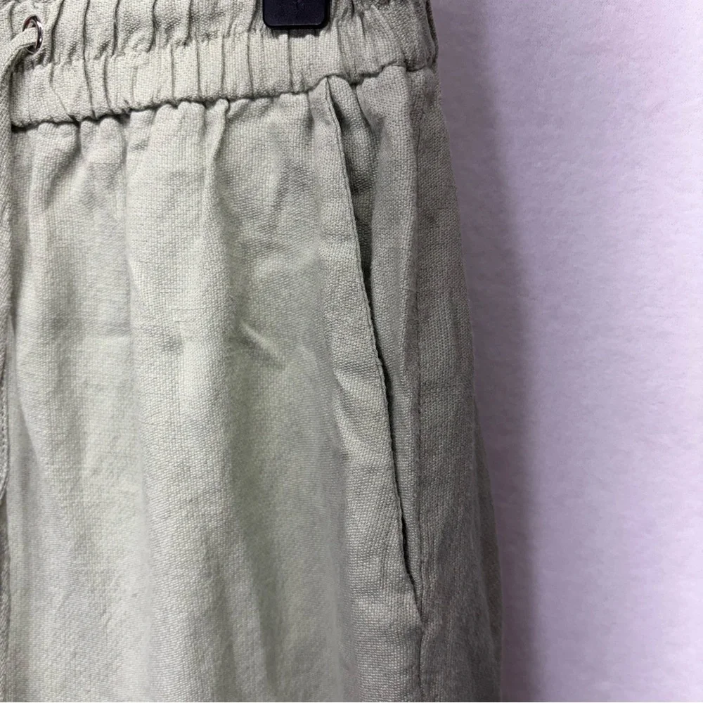 Zara Open Knit Wide Leg Pants Size XS Pale Green Linen Blend Boho Beach Festival